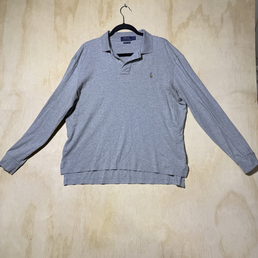 Polo Ralph Lauren Pima Soft Touch Polo Shirt Men's L Gray Long Sleeve Cotton
